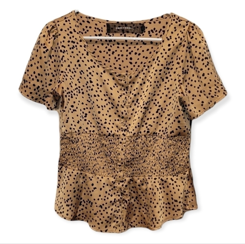 Code X Mode cheetah print satin blend top size Small - Picture 2 of 5